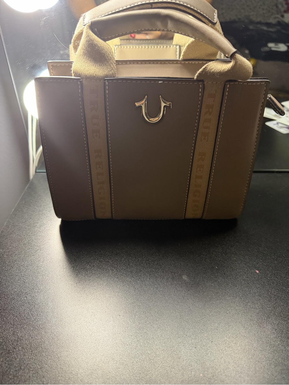 True Religion Tan Brown Structured Men's Tote